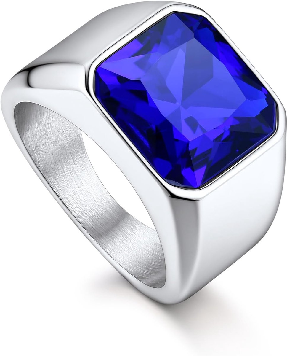 Onyx ring voor heren, zegelring voor dames, roestvrij staal, met steen, zwart/rood/blauw/groen, bandring, 12 mm breed, heren, sieraden, accessoires, maat 54 mm tot 72 mm naar keuze, 69mm(Ø