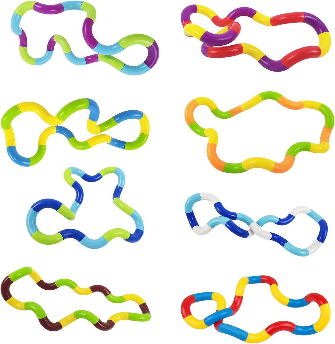 8-delige Tangle Fidget Tool, verlicht angst, afneembaar splitsingsontwerp, stressverminderend vingerspeelgoed, voor thuis, kantoor, zintuiglijke spelen, focus en concentratie
