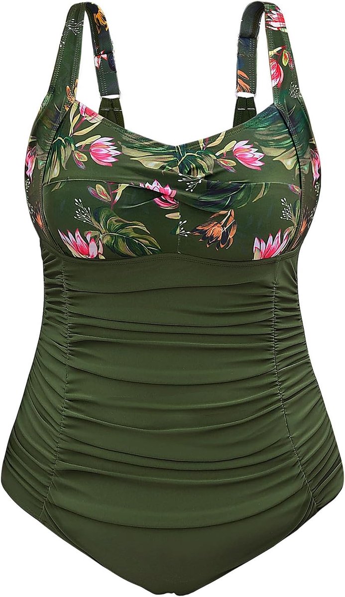 Vrouwen Plus Size Buikcontrole Een Stuk Badpak Gewatteerde Push Up Dames Badmode Kleurblokkering voor Plus Size Vrouwen L-4XL