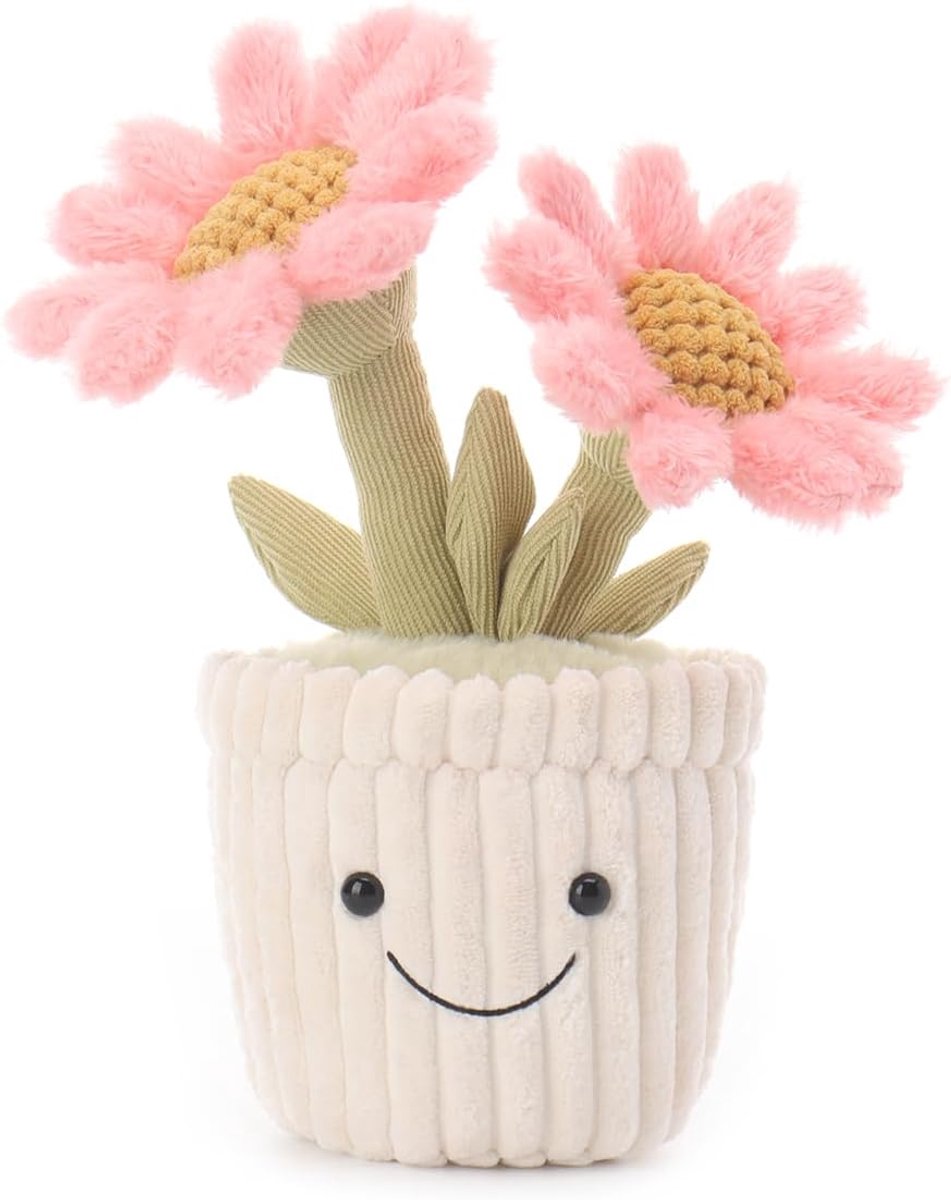 Lamb Madeliefjes madeliefje pluche dieren voor kinderen, zacht schattig knuffeldier voor baby's, meisjes en jongens, roze, 25 cm