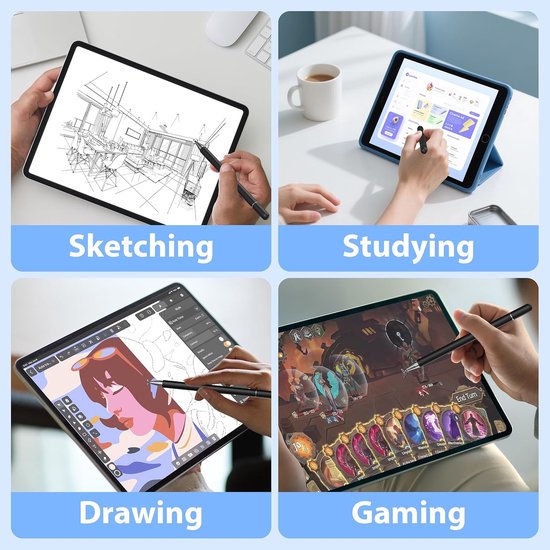 Stylus voor alle touchscreens, universele capacitieve pen voor Apple iPad/Pro/Mini/Air/iPhone/Samsung/Galaxy/Tab A7&S7/Fire HD Tablet (Zwart) — afbeelding 3