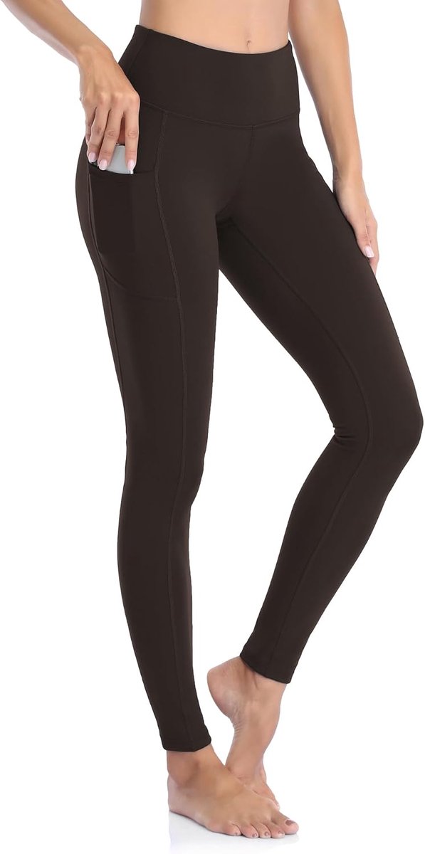 Dames Zwarte Gymlegging Hoge Taille Sportbroek Lange Yogabroek Workout Fitness Hardloopbroek Wandellegging Hoge Ondoorzichtige Taille met Zakken