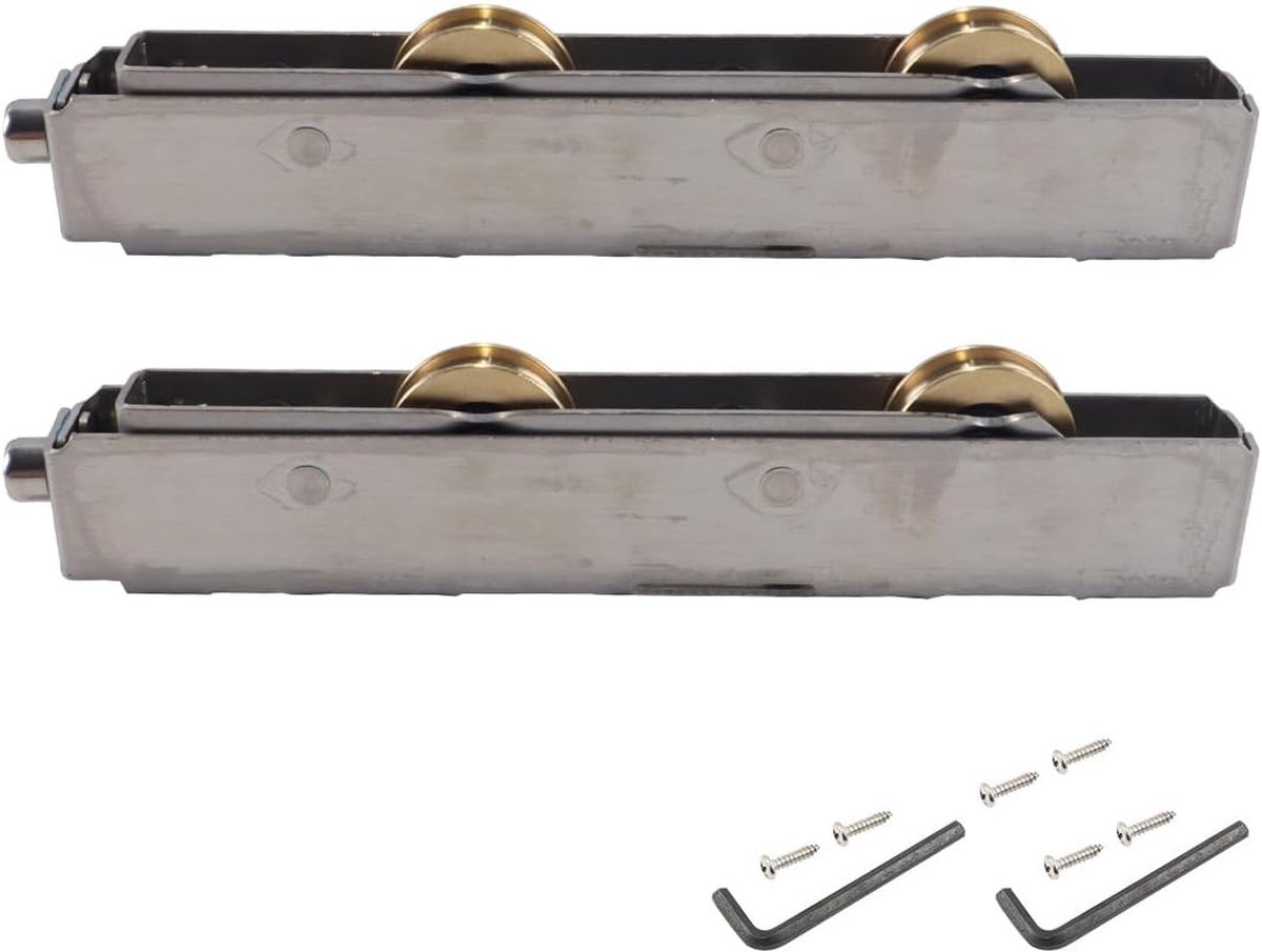 2 stuks schuifdeurrollen, roestvrij staal Push Pull deur raam katrol schuifglas vervanging