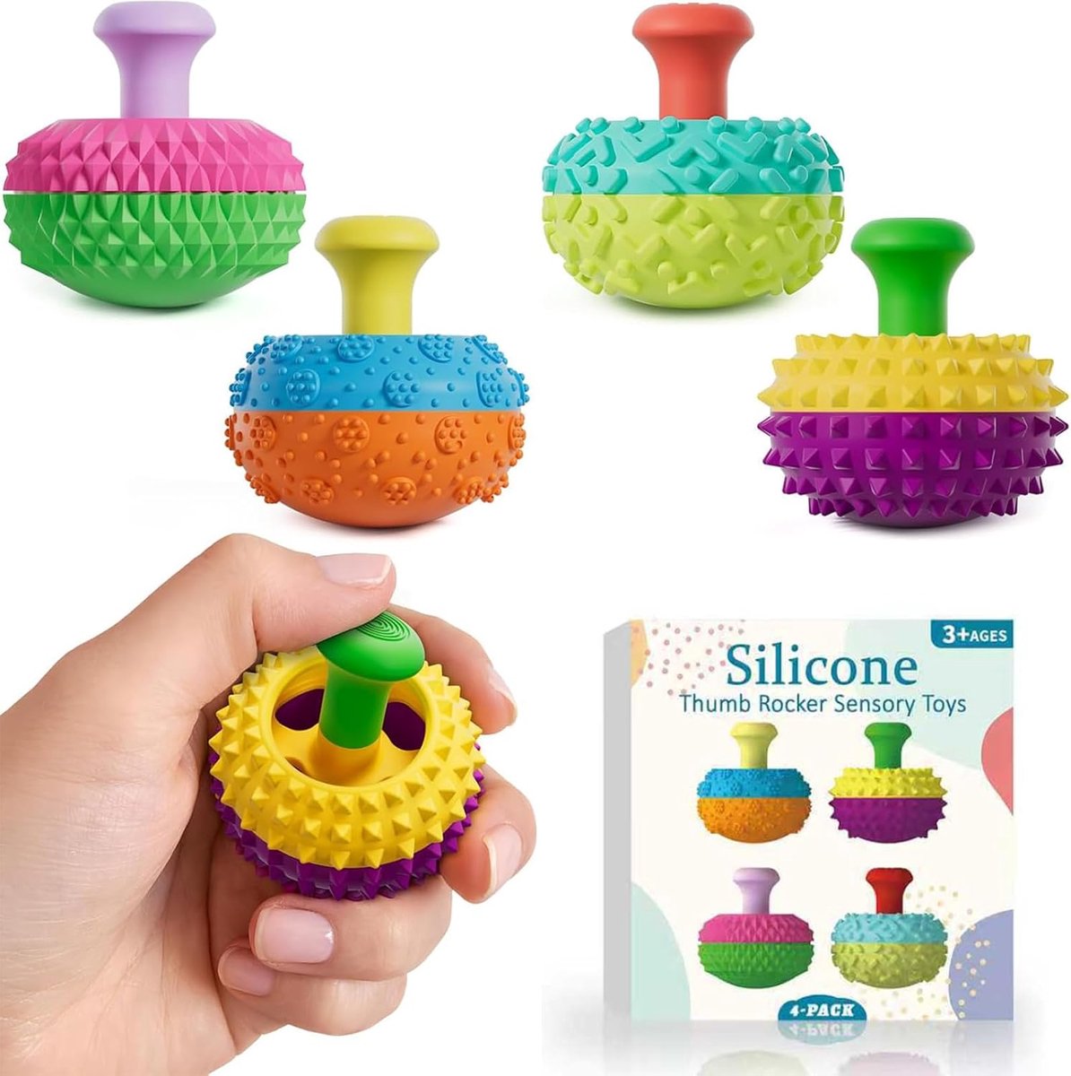 4PCS Fidget Toys Joystick Duim van siliconen, sensorisch speelgoed, stil, anti-stress, anti-angst, concentratie, ADHD, autisme, kinderen en volwassenen, BPA-vrij, siliconen, voor kantoor