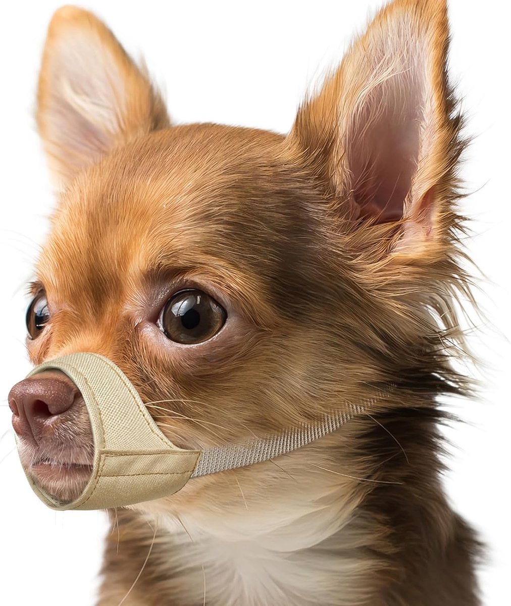 Korte snuit Muilkorf voor Chihuahua, Shih Tzu, Amerikaanse bokser, muilkorf van zachte stof voor het verzorgen van dierenartsbezoeken, voorkomt beten en vechten