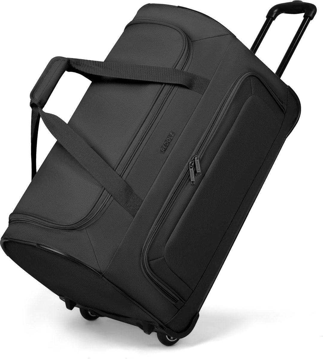 SnelShoppen - Duffle Essentials Reisbagage met Wielen, Zwart, M (61cm), 71 Liter, Lichtgewicht Reistas voor Vakantie, Weekendje Weg en Sport