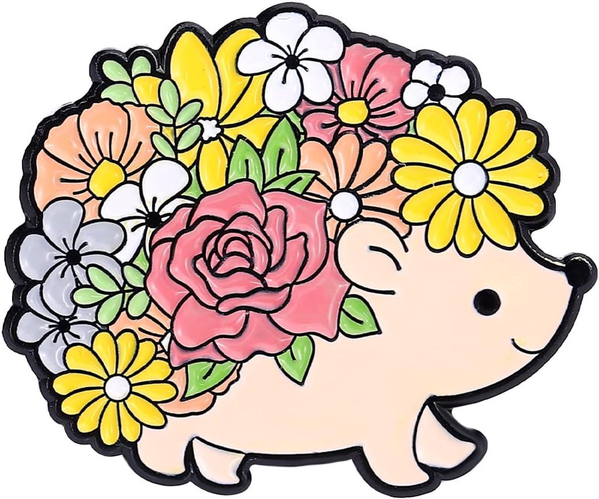 Charmante Egel Emaille Broche - Kleurrijke Bloemen Dier Reversspeld voor Vrouwen & Mannen, Hypoallergeen Legering Sieraden Cadeau voor Rugzak & Petten