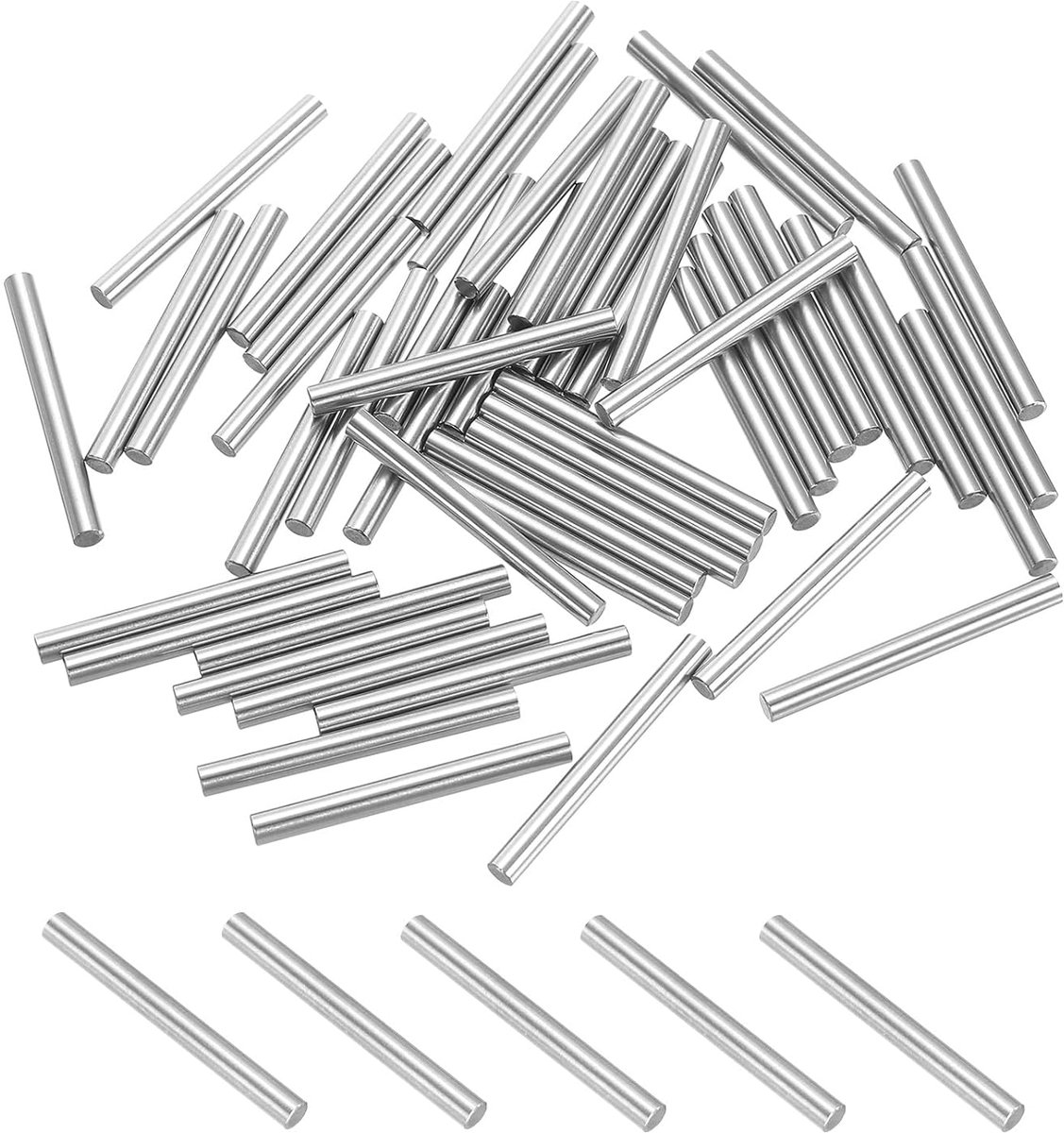 Metalen noppen 2,5 x 25 mm, 100 stuks 304 roestvrij staal houder plank pluggen bevestiging element voor boekenkast kast component bevestiging positie, zilver