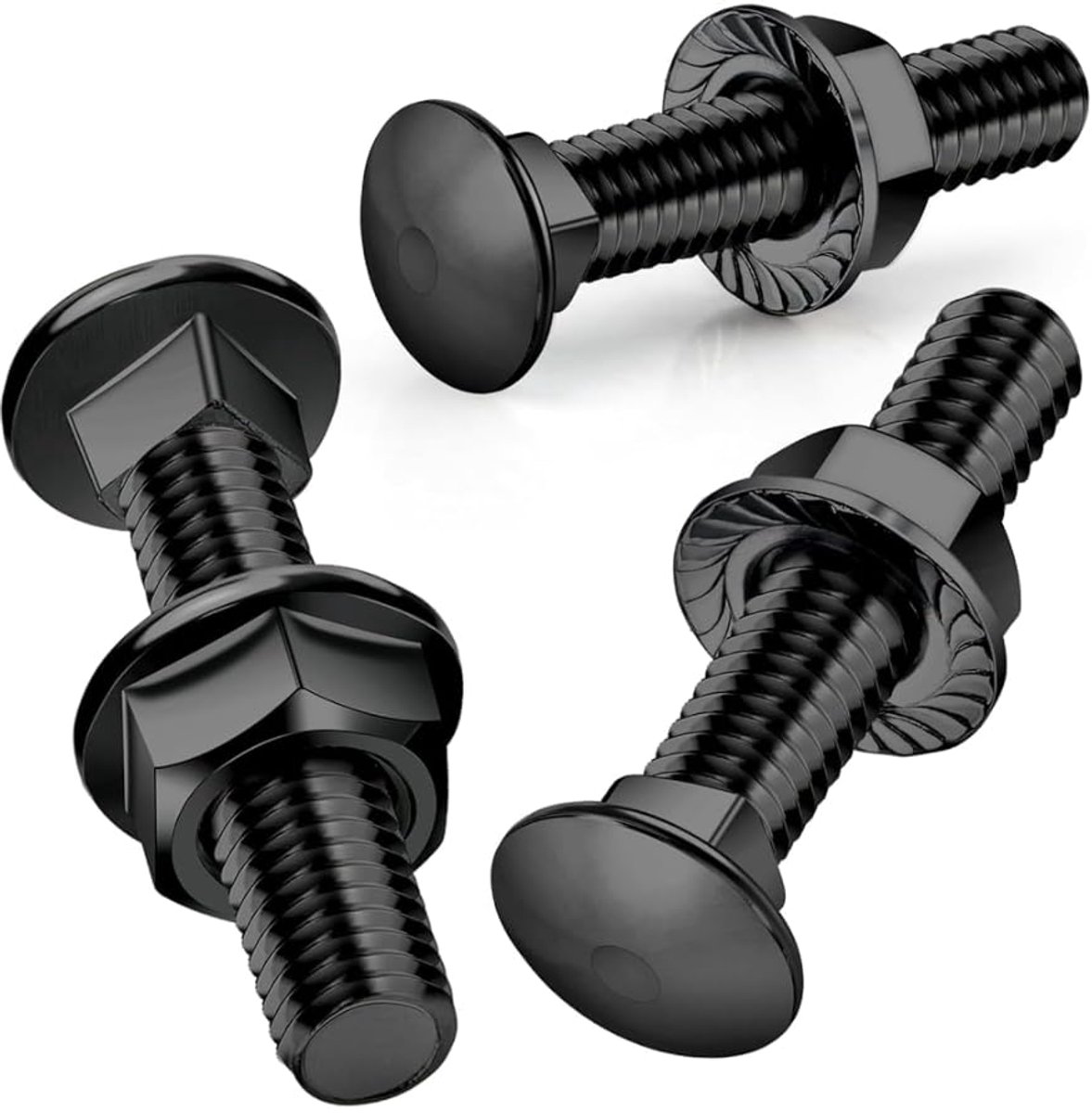 25 stuks slotschroeven, M5 x 50 mm, slotschroeven, roestvrij staal, 304, platte kopschroeven, zwart oxide A2 met flensmoeren, M5 moer, DIN 6923, bandschroeven voor bouw- en industriële