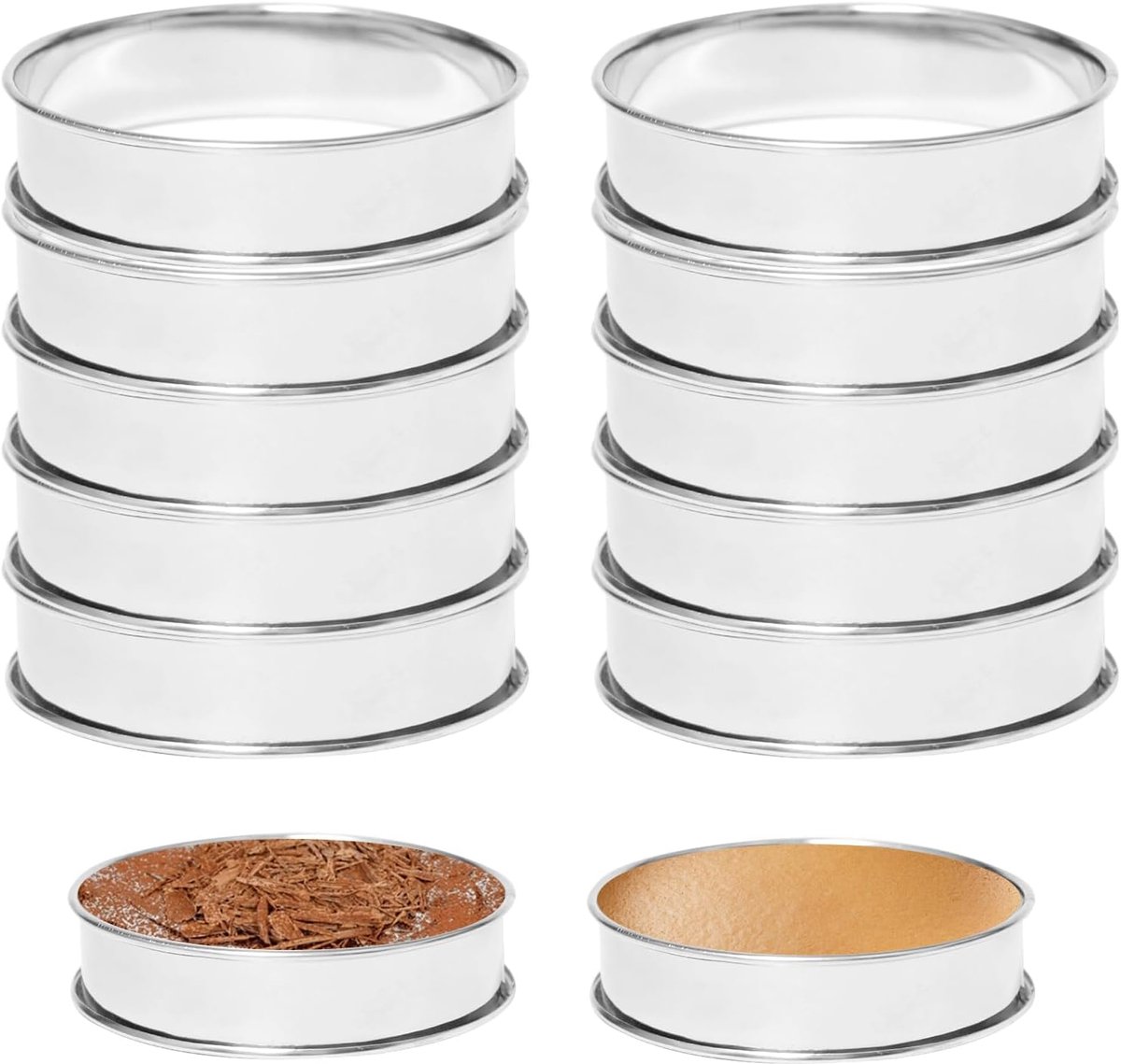 10 stuks Ø 10 cm taartringen ronde muffinringen | 430 roestvrijstalen bakringen, rond, dubbel gerold, voor gebak, cake, mousse, muffin, mellette, pannenkoeken