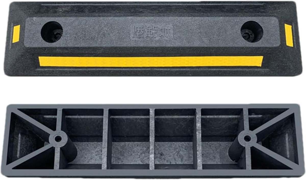 Rubberen Wielstop - Parkeerblok Stoeprand - Voertuigen Begeleiden - Zware Voertuigen Geschikt - 53x15x10cm - Zwart