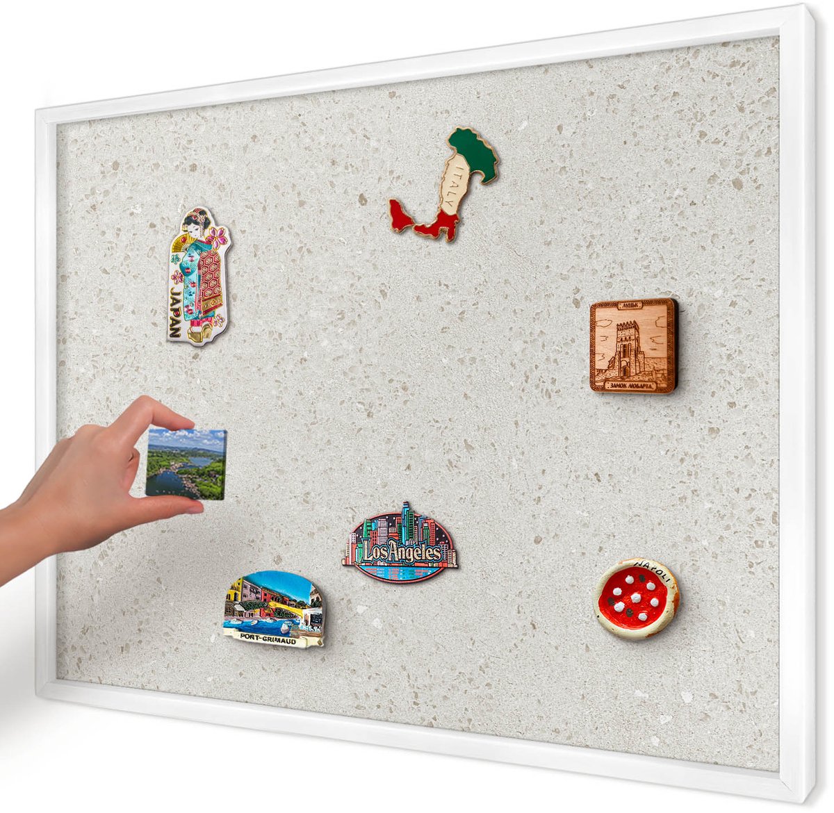 Artprintcave Beige Magneetbord mit Witte Lijst - 70x50 cm - Subtiele Elegantie Magnetisch Bord Voor Magneten - Minimalist Memobord Keuken - Texturen