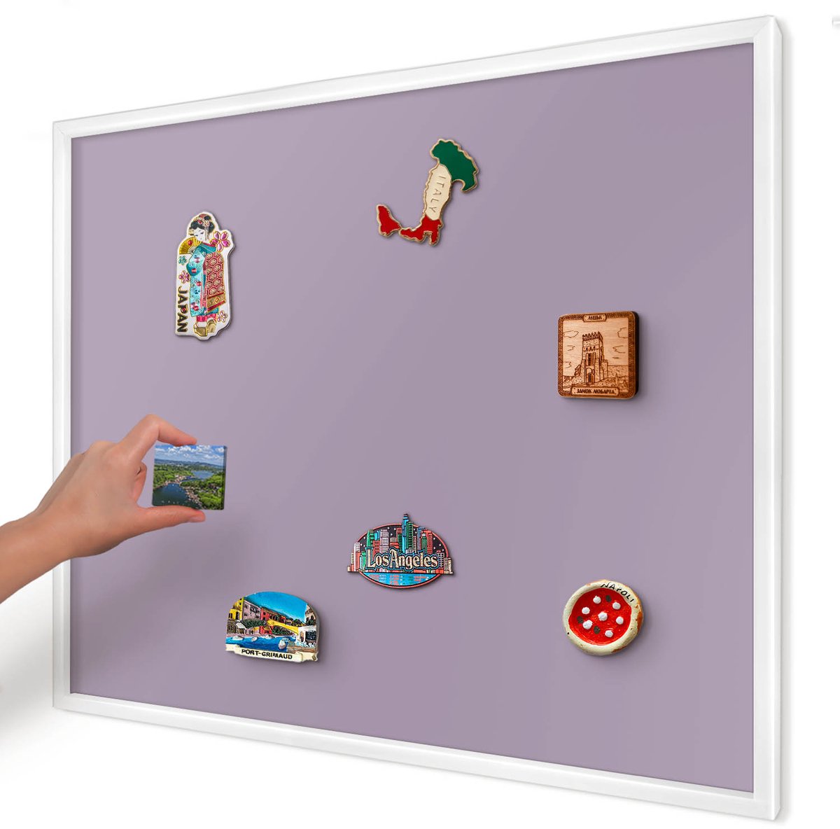 Artprintcave Paars Magneetbord mit Witte Lijst - 80x60 cm - Lila Paars Magneetbord Voor Keuken - Minimalist Bord Voor Magneten - Achtergronden En Patronen