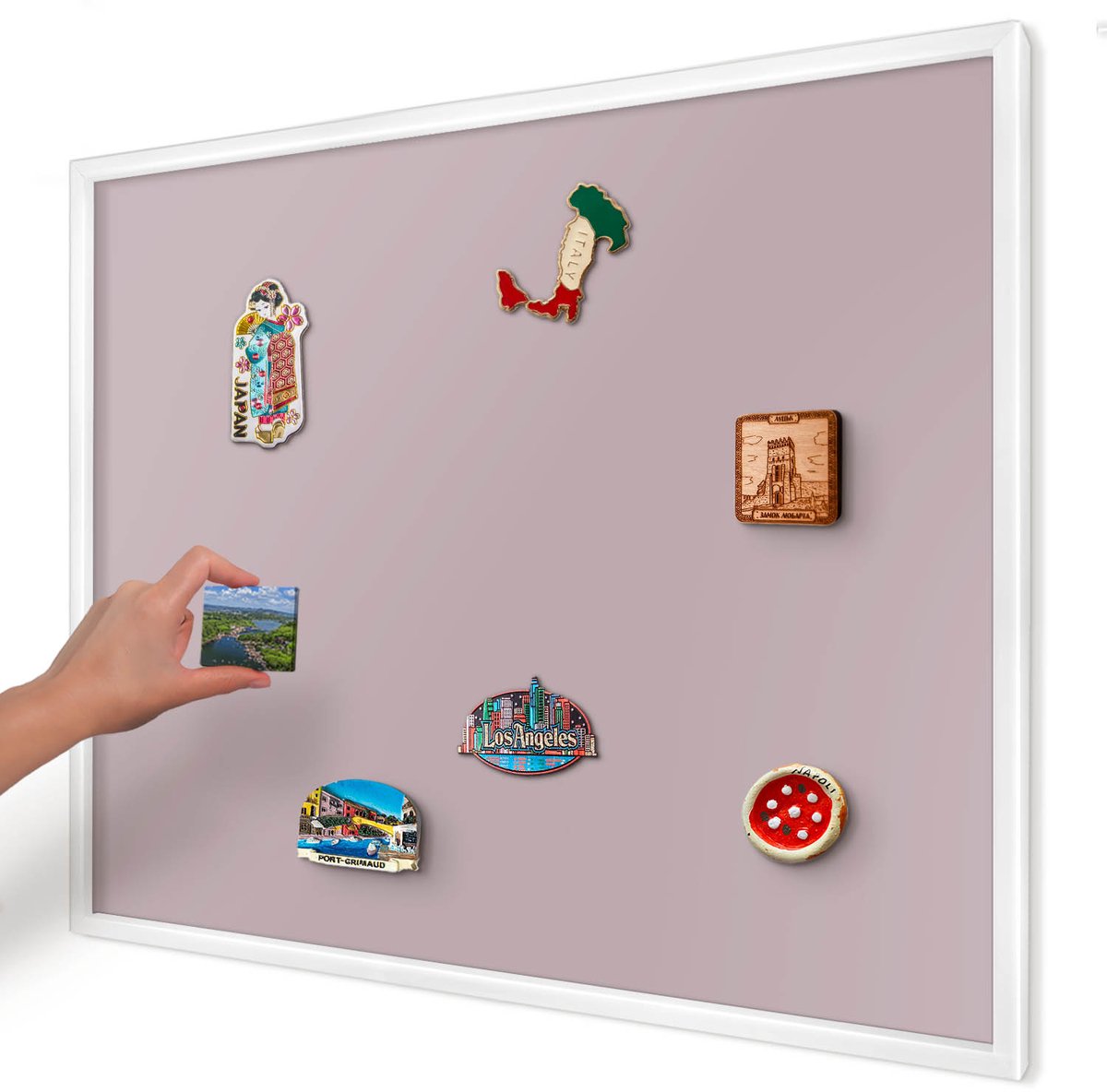 Artprintcave Roze Magneetbord mit Witte Lijst - 80x60 cm - Pastel Lila Magnetisch Bord Voor Magneten - Minimalist Bord Voor Magneten - Achtergronden En Patronen
