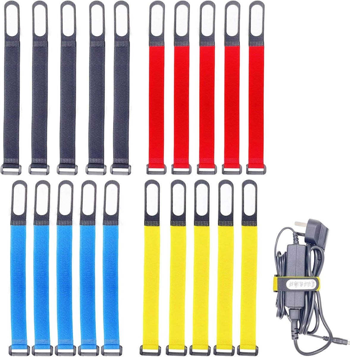 Kabelbinders 20 stuks - Herbruikbaar en verstelbaar - Voor kabelbeheer - Ideaal voor thuis en op kantoor - ShopVlot