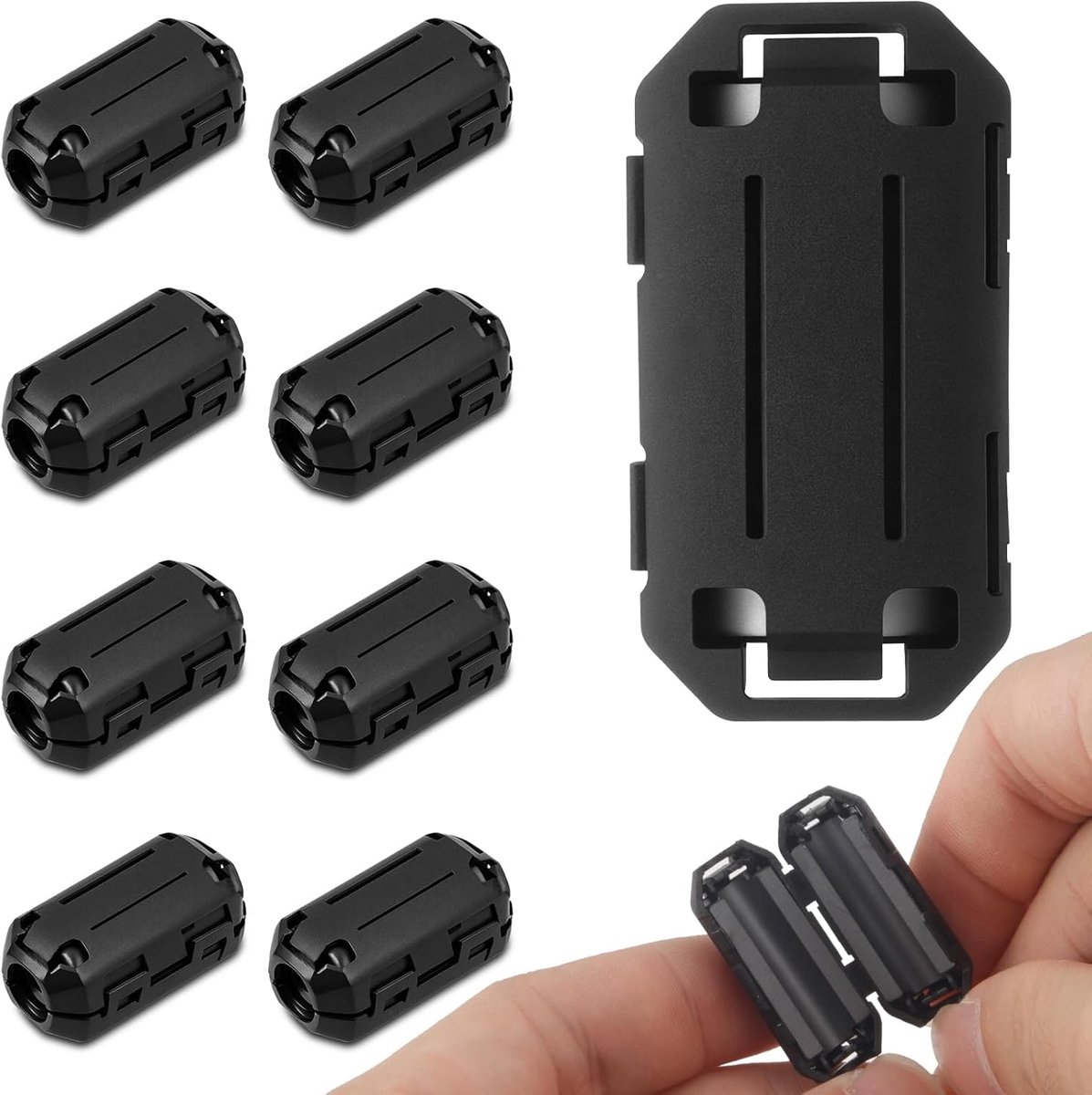 SnelShoppen - Pack van 9 Ferriet Ringkernen, RFI-EMI Geluidsonderdrukker, Ferriet Bead Ring, Kabelclip voor 3mm/5mm/7mm/9mm/13mm Diameter, Signaalruis