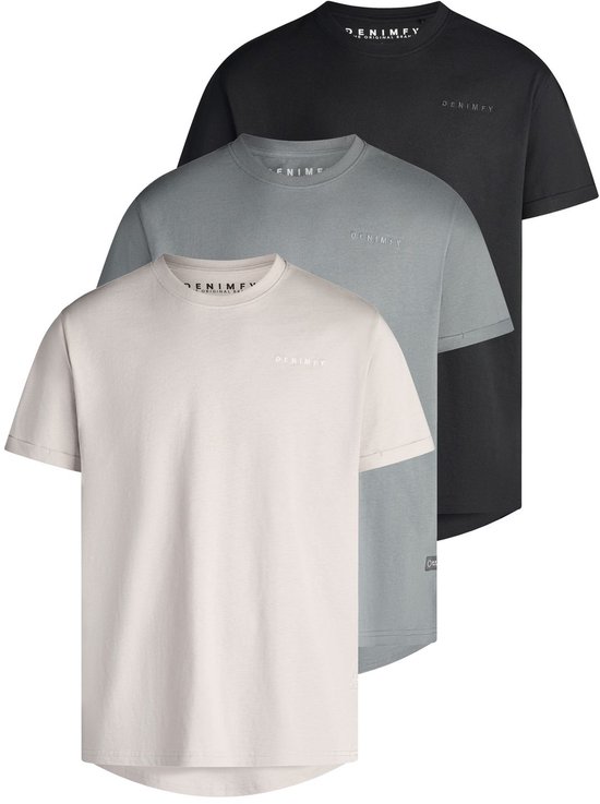 DENIMFY Heren T-Shirt DFDiego 3 Pack Set regular fit Veelkleurig 5XL Ronde Hals Volwassenen gemaakt van 100% katoen