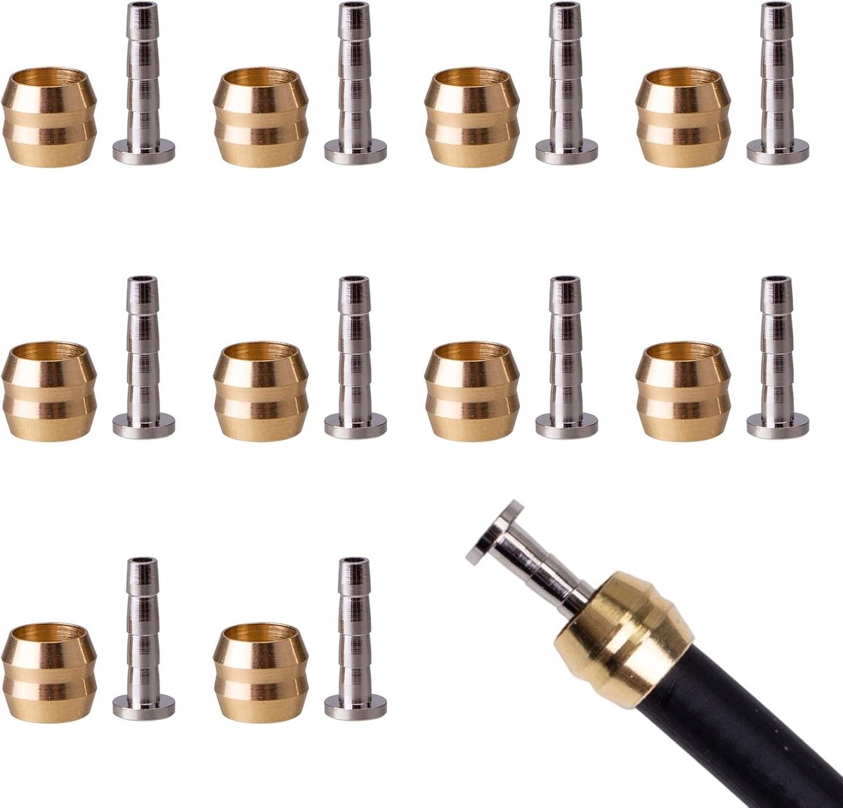 Set of 10 BH90 Olive Inserts Brass Hydraulic Plug Inserts Compatible with Shimano Saint/SLX for Brake Line Maintenance - ShopVlot