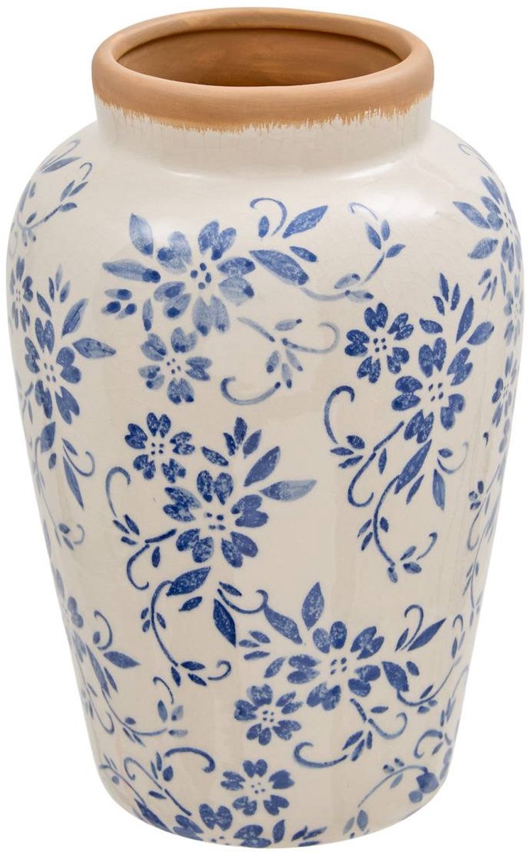 Vase en céramique Japo H.23,5cm bleu