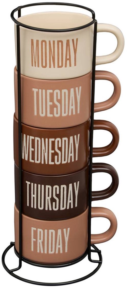 Rack de 5 Mugs S Break Time 190ml marron