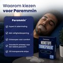 Man slaapt met transparante mondtape. Doos met 210 paremmin mondtape strips.