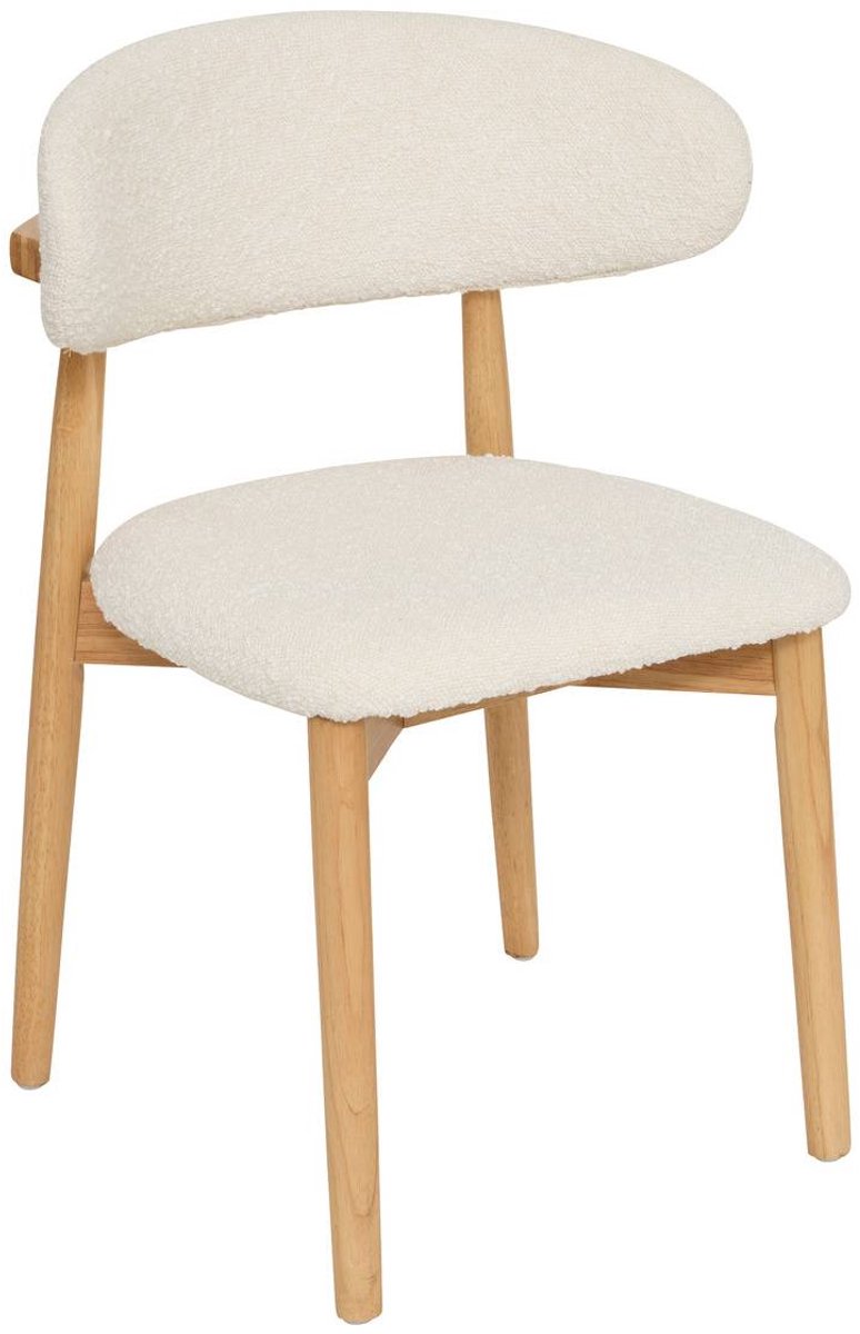Set van 2 stoelen van bouclé-stof met rubberhout SARI