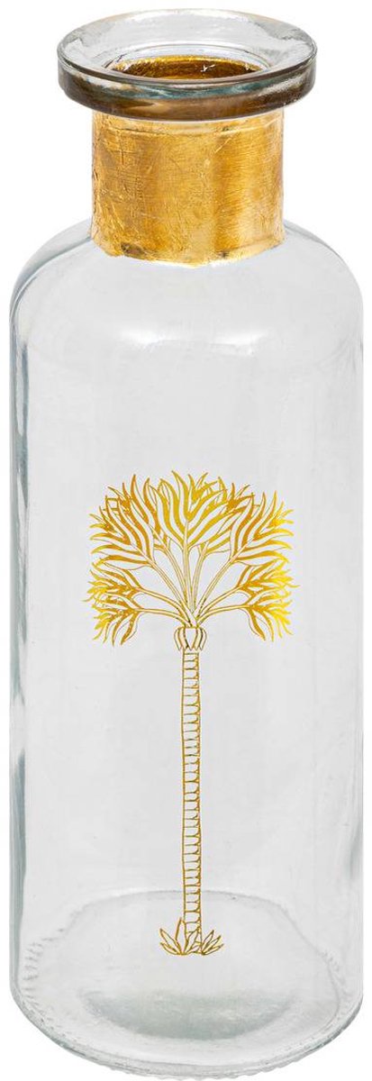 Glazen flesvaas met gouden motieven TROPICAL BOUDOIR