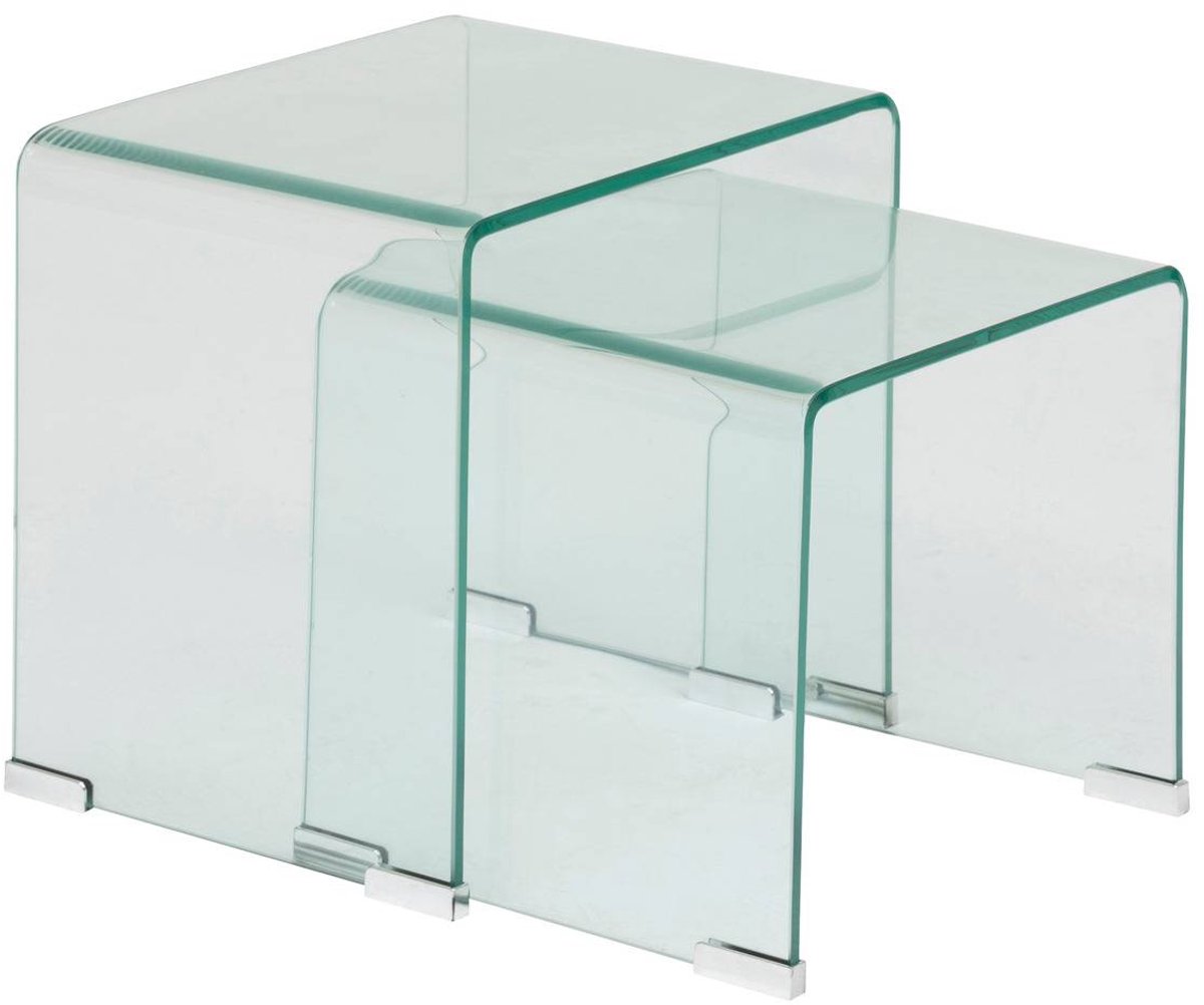 Set van 2 in elkaar schuifbare salontafels van gehard glas LENIA
