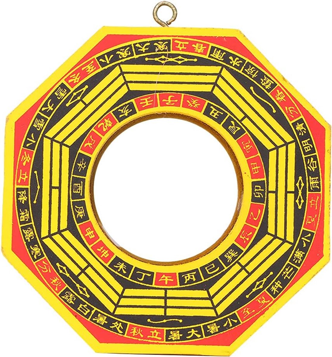 SnelShoppen - Wandspiegel Houten Spiegel Bagua Spiegel Gelukkige Chinese Feng Shui Convex 4 Inch Voor Thuis en Winkel