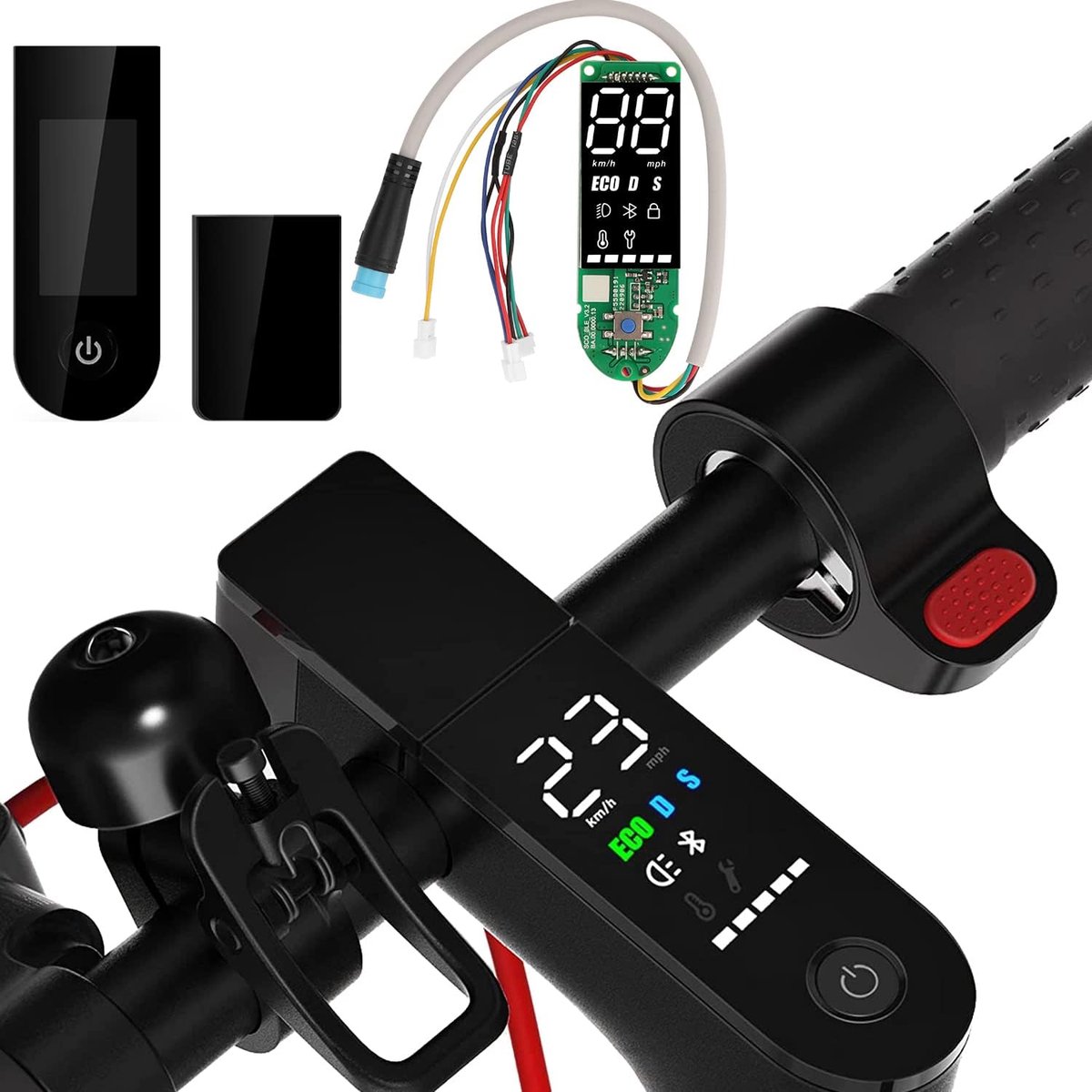 SnelShoppen - Scooter Dashboard met Bluetooth V2.0, 3 Aansluitkabels, Snelheidsweergave, Metaal, Compatibel met Xiaomi M365Pro Pro2 Elektrische Scoote