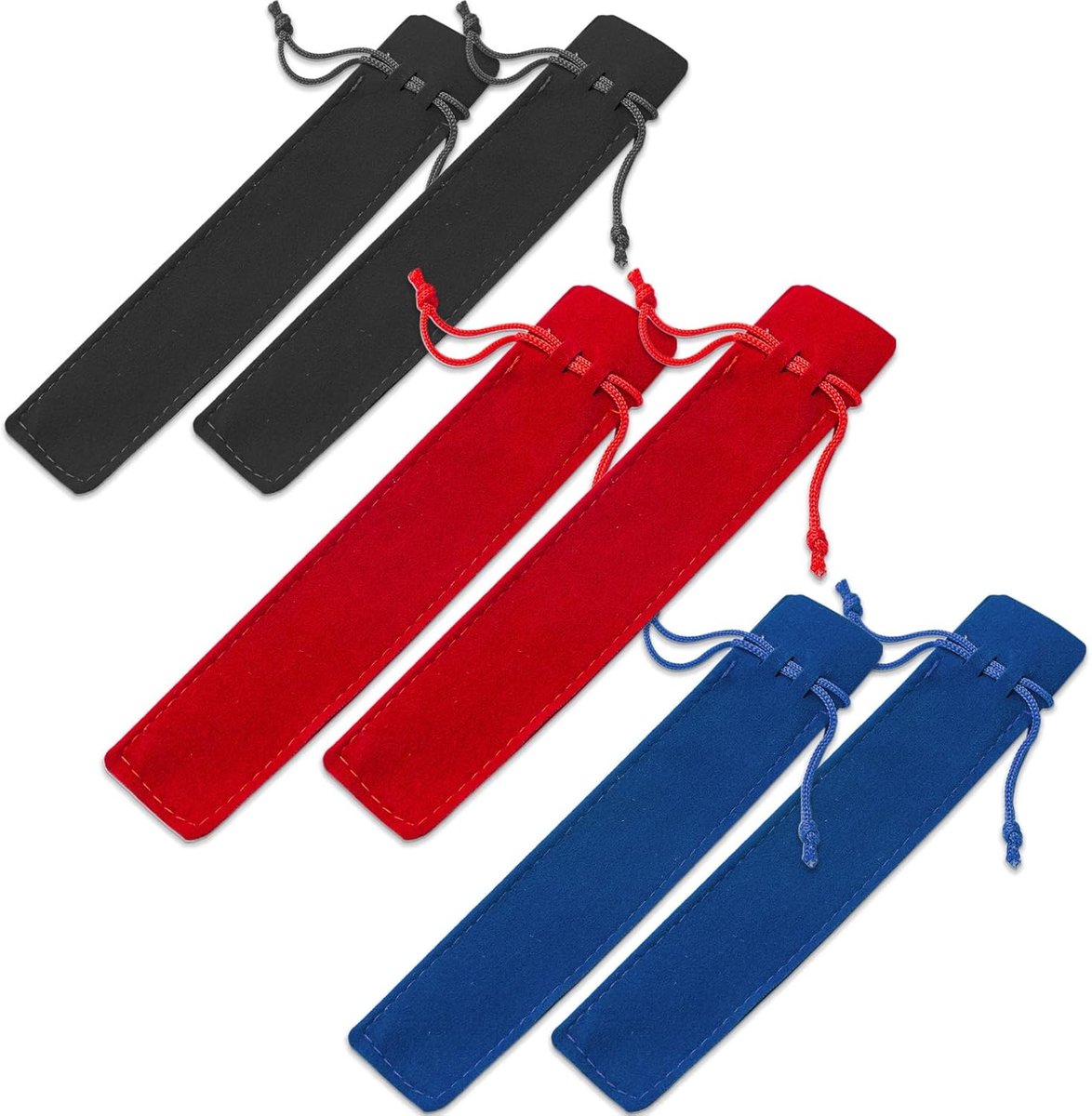 Pennenzak set van 6 - fluwelen materiaal - met trekkoord - beschermt je pennen - ShopVlot