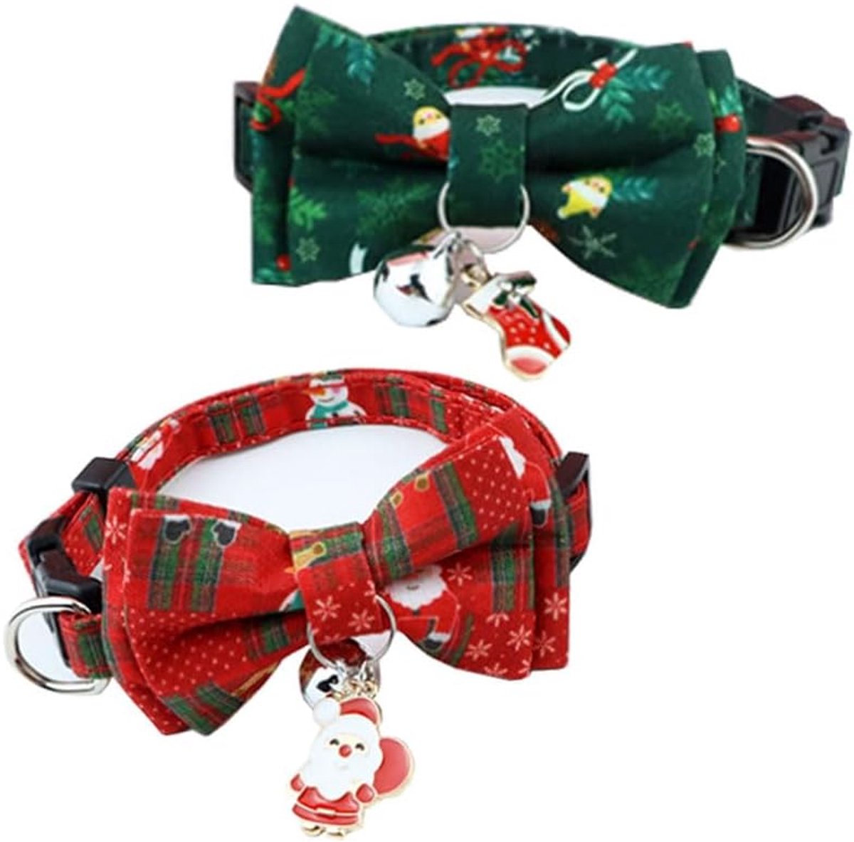 Christmas Collar, 2 Pieces, Small Dog Collars, Adjustable Dog Collar, Christmas, Pet Collar for Cats and Dogs, Color 3 - ShopVlot