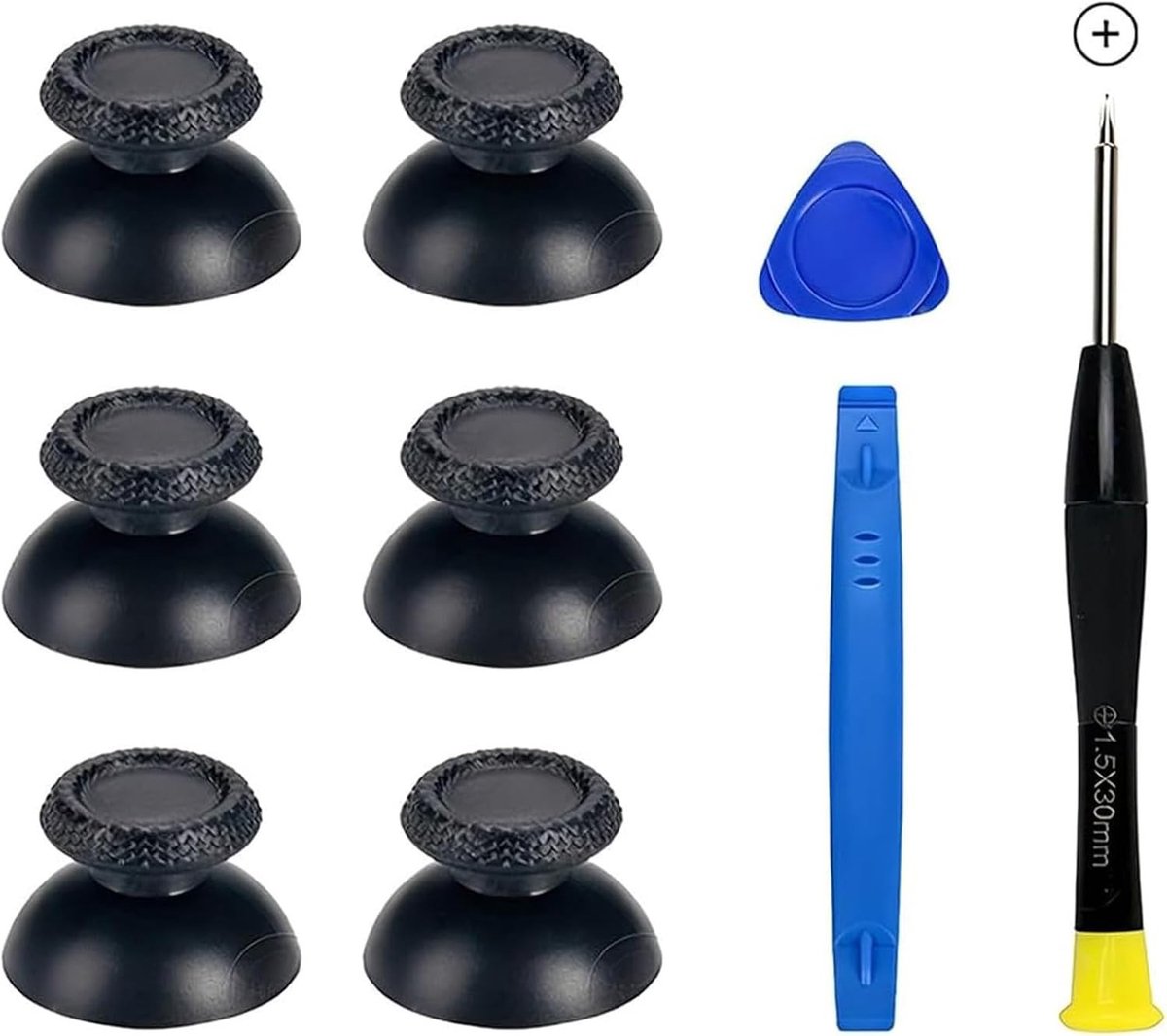 SnelShoppen - Vervangende Reparatieset PS5 Controller - Analoge Sticks, Anti-Drift Joystick Doppen, Multitool, Compleet met 6 Thumbsticks