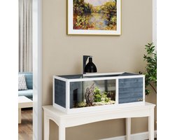 COVREO Schildpaddenhuis 120 x 50 x 40 cm grijs, hout met lichtstand