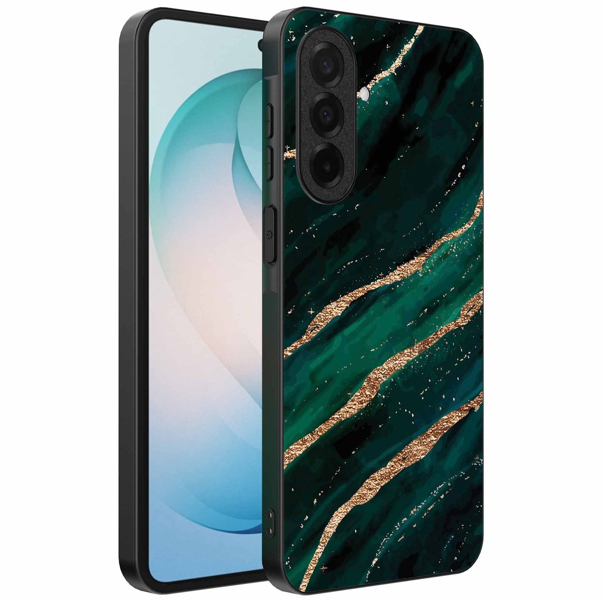 Geschikt voor Samsung Galaxy S26 Plus Telefoonhoesje met marmer opdruk - TPU backcover case marble design - Goud Groen - Smartphonica geschikt voor Samsung Galaxy S26 Plus