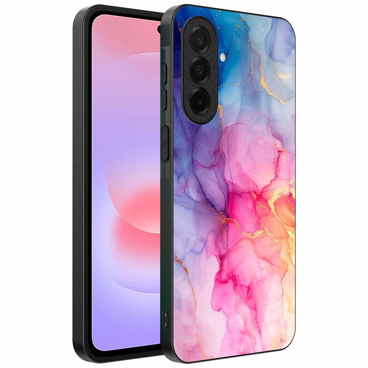 Geschikt voor Samsung Galaxy A37 Telefoonhoesje met marmeropdruk - TPU backcover case marble design - Regenboog - Smartphonica geschikt voor Samsung Galaxy A37