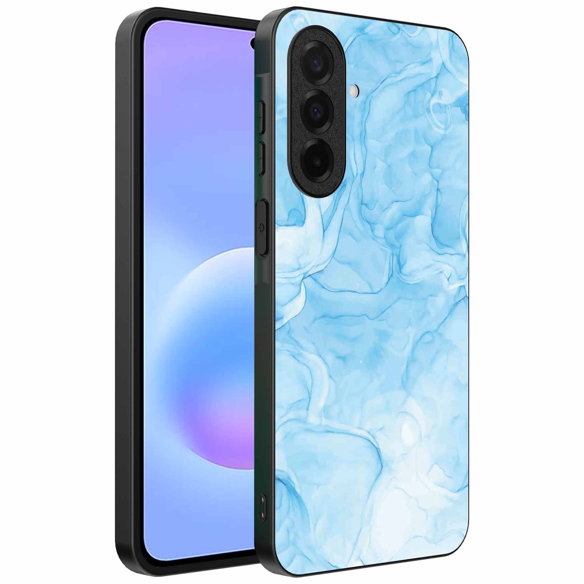 Geschikt voor Samsung Galaxy A57 Telefoonhoesje met marmer opdruk - TPU backcover case marble design - Lichtblauw - Smartphonica geschikt voor Samsung Galaxy A57