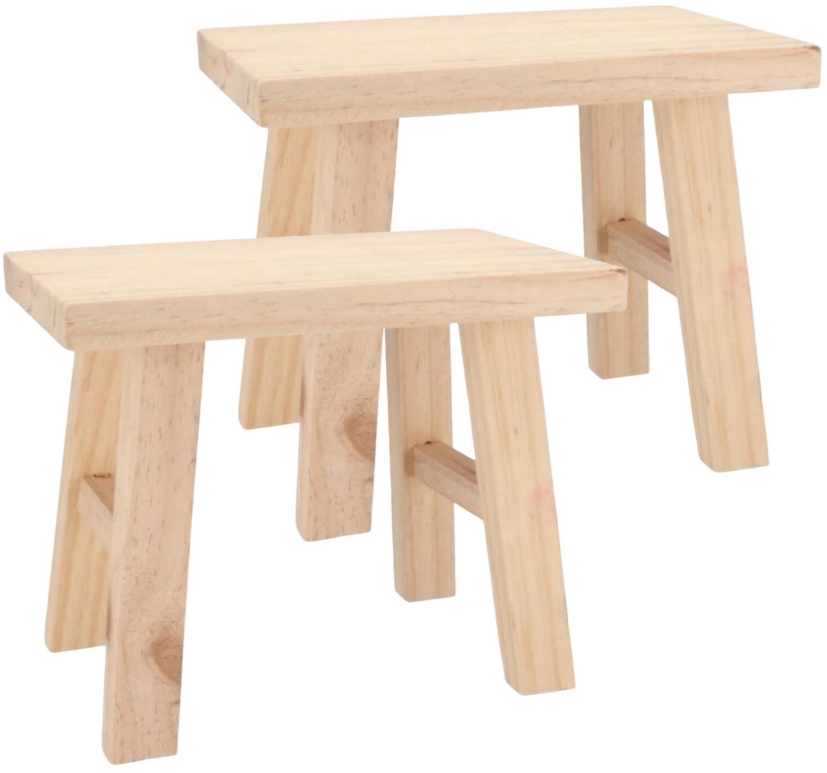 DK Design Krukje - 2x - teak hout - 31 x 19 x 25 cm - opstapje - krukje hout - planten krukje - voetenbankje