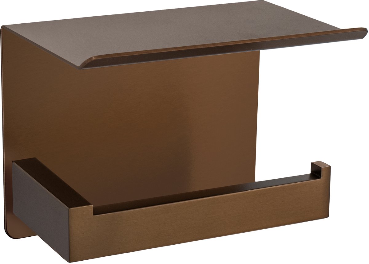 VDN Stainless wc rolhouder koper - Toiletrolhouder met plankje - Toiletpapier houder - RVS