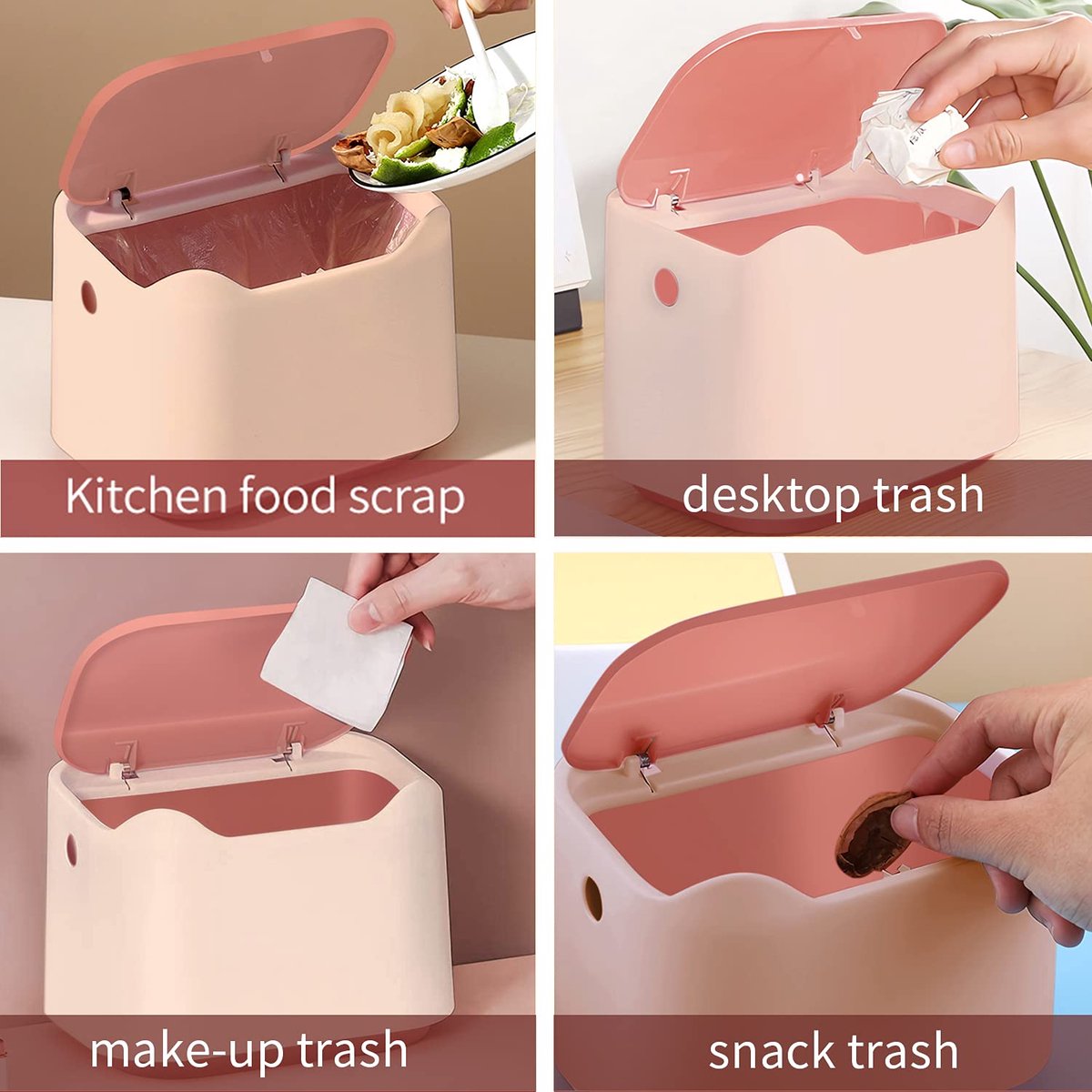 SnelShoppen - Mini Vuilnisbak Kleine Kantoorbak Bureau Bin met Deksel voor Aanrecht, Cosmetische Tafelblad, Badkamer, Slaapkamer, Kinderen Vuilnisbak