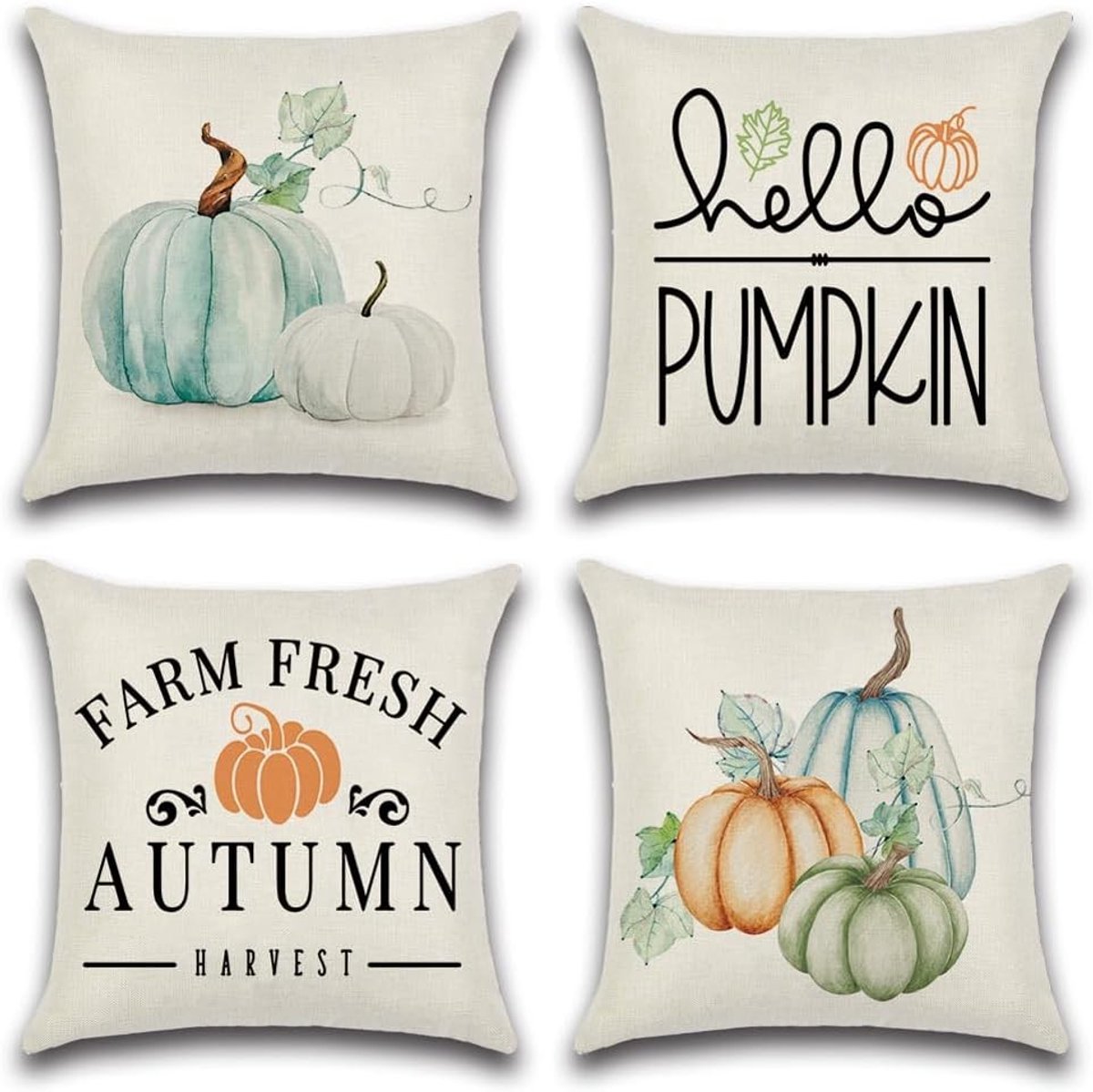 Herfstthema Kussenhoezen Set van 4 - 50x50cm Pompoen Kussens voor Bank, Auto en Slaapkamer