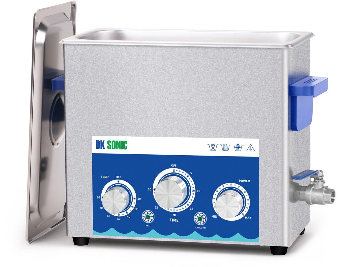 SnelShoppen - DK SONIC Industriële Ultrasone Reiniger 6L 180W, Instelbaar Vermogen, Timer, Verwarming voor Carburateurs, Onderdelen, Printplaten en Ke