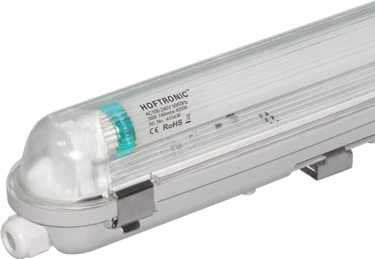 HOFTRONIC 25x LED TL armatuur 120cm - T8 (G13) - 18 Watt 2520 lumen (140lm/W) - 4000K neutraal wit (840) - Koppelbaar - Flikkervrij - IP65 waterdicht Transparant