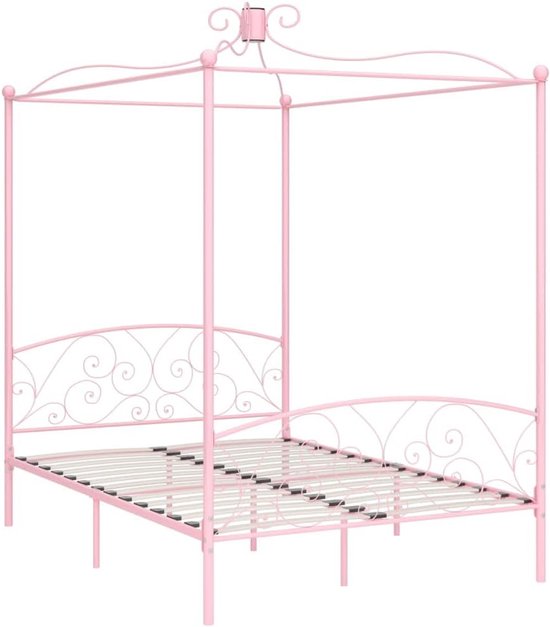 Hemelbedframe Metaal - Hemelbed Frame - Slaapkamer Aankleden - Met Gordijnframe - 90x200 cm - Wit — afbeelding 5