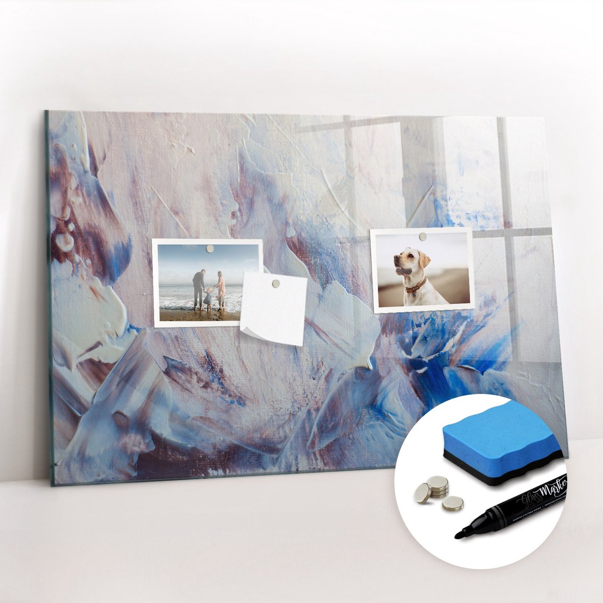 Tulup Whitebord - Penseelbewegingen - 60 x 40 cm - Wit Memobord Keuken - Gratis 5 Sterke Magneten + Whiteboard Marker & Wisser - Organizer Muur - Magnetisch Wandbord - Planning Muur