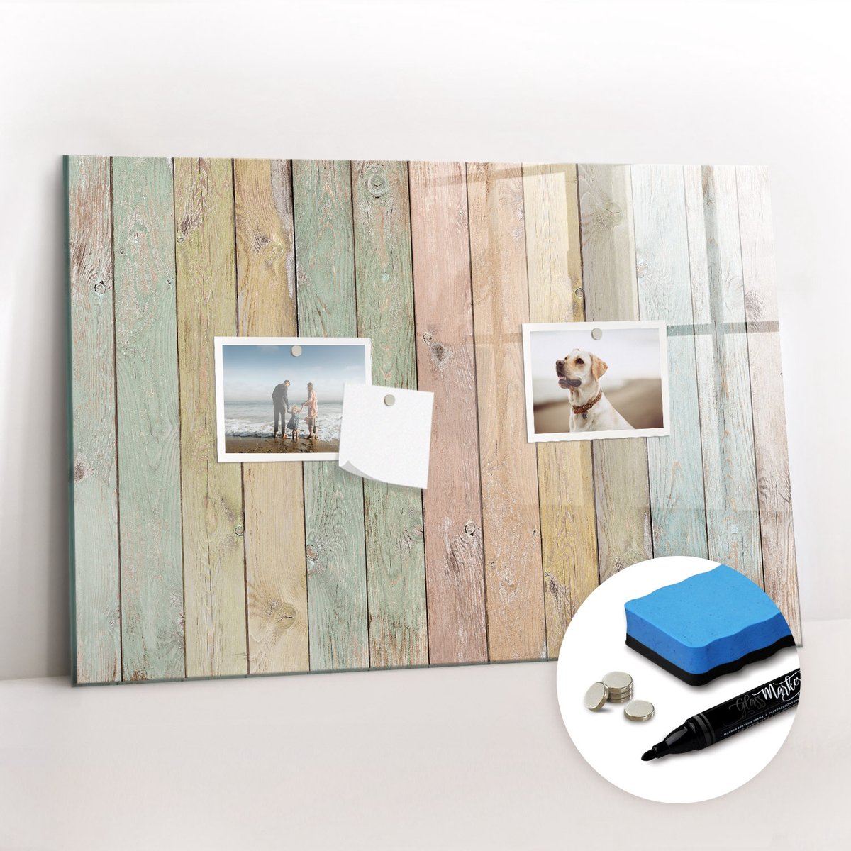 Tulup Whitebord - Kleurrijke borden - 60 x 40 cm - Veelkleurig Magneetbord Rechthoekig - Gratis 5 Sterke Magneten + Whiteboard Marker & Wisser - Minimalistisch Prikbord - Memo Magneetbord - Planning Muur