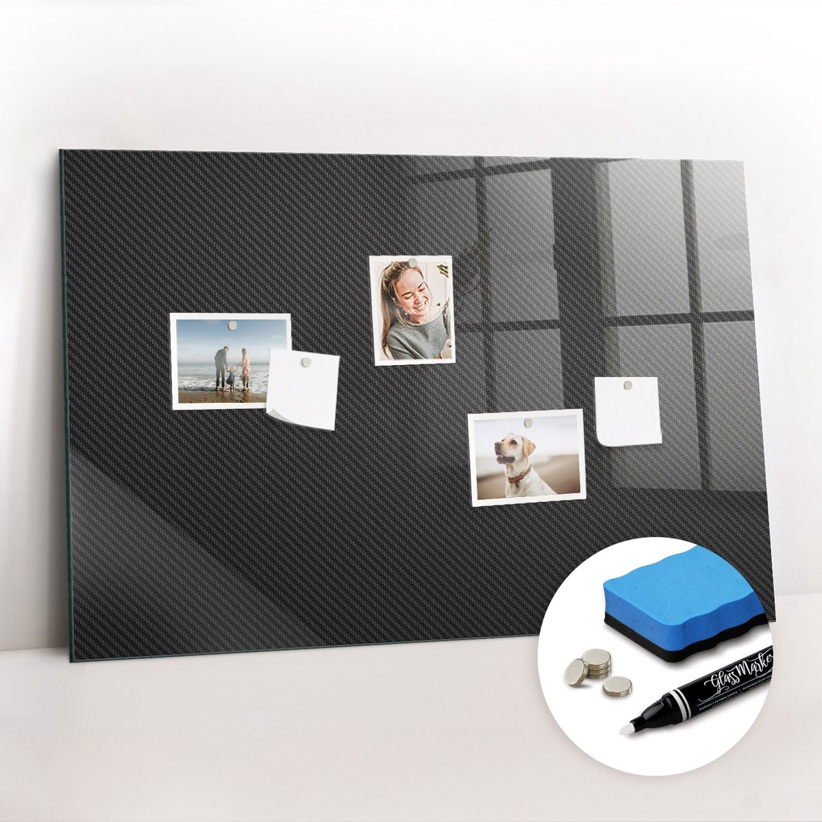 Tulup Whitebord - Donkere abstractie - 90 x 60 cm - Zwart Magnet Board - Gratis 5 Sterke Magneten + Whiteboard Marker & Wisser - Moderne Wanddecoratie - Magnet Board - Notitiebord Werkplek