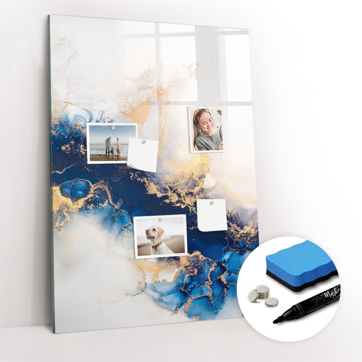 Tulup Whitebord - Marmer abstractie - 70 x 100 cm - Veelkleurig Metalen magneetborden met lijst - Gratis 5 Sterke Magneten + Whiteboard Marker & Wisser - Industrieel Wandbord - Magneetbord Design - Productiviteit Tools