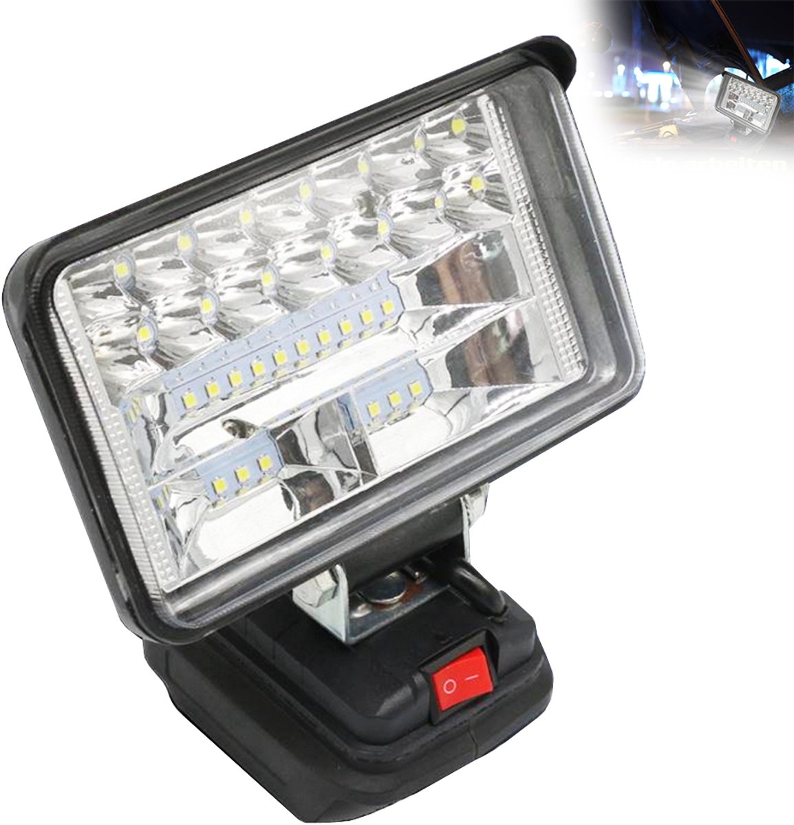 LED-werklamp - 10 cm - 48 W - 30 LED's - LED-werklamp voor Makita 18V-accu's - Lamp voor elektrische moersleutels - Autoreparatielamp - Buitenlamp - Campinglamp - Noodverlichting - Met USB-interface
