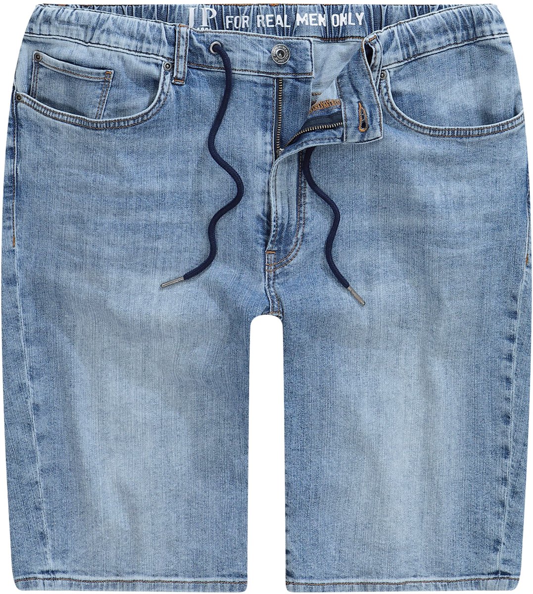 JP 1880 - Heren - Jeansbermuda lightweight elastische instapband - Licht blauw denim - Maat L